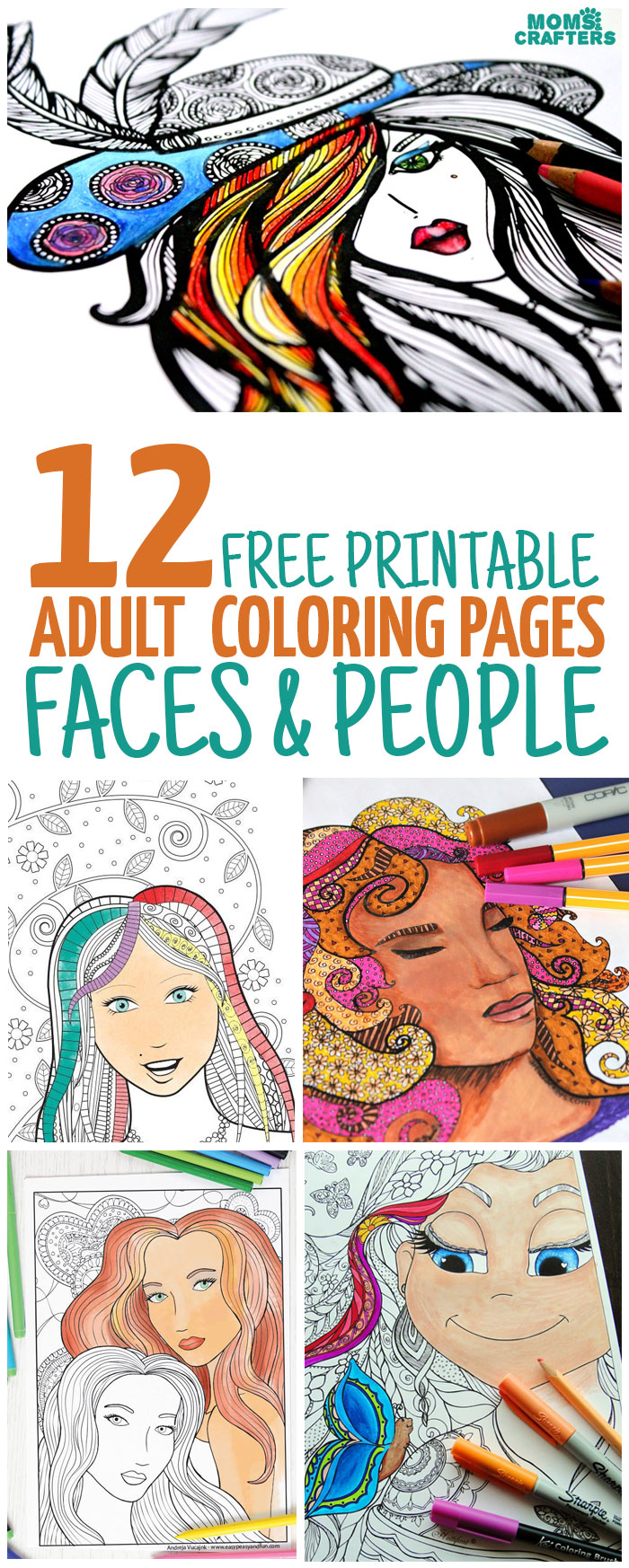 Free Printable Faces Adult Coloring Pages