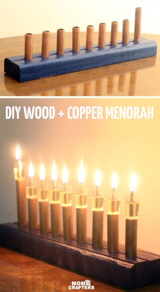 DIY Wood and Copper Menorah * Moms and Crafters