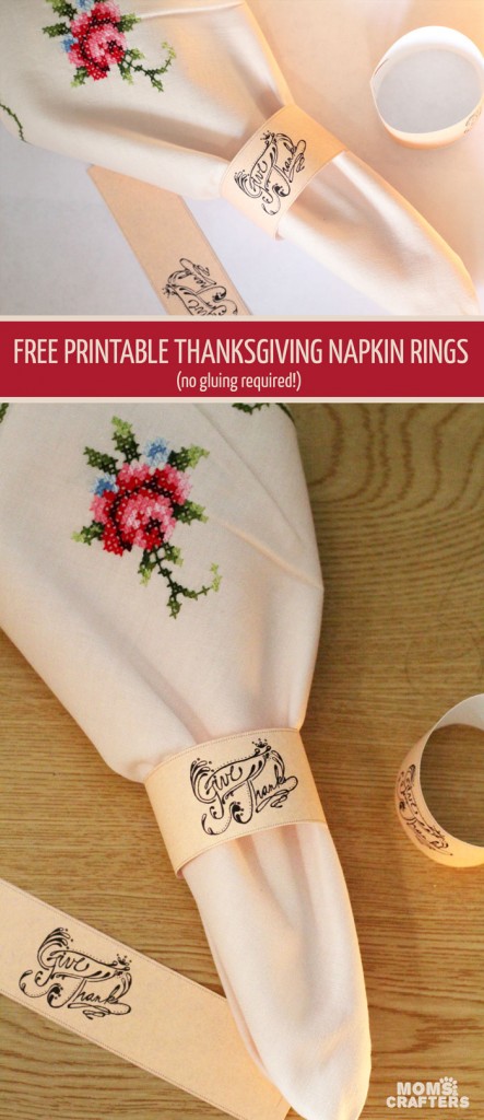 Free Printable Thanksgiving Napkin Rings no gluing * Moms and Crafters