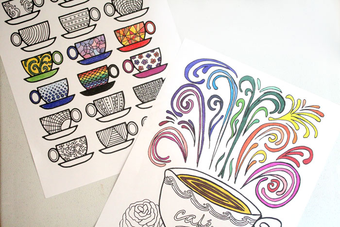 free printable coloring pages for adults coffee cups