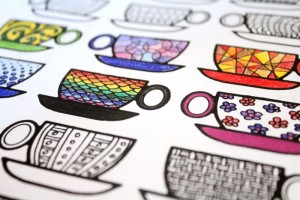 Free Printable Coloring Pages for Adults: Coffee Cups! * Moms and Crafters