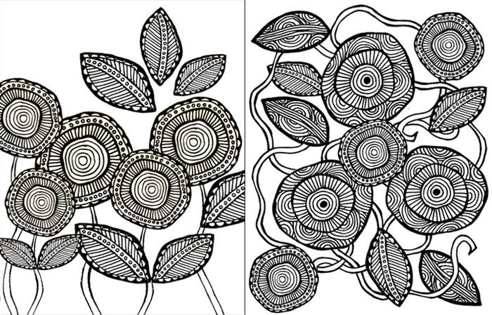 free printable complex coloring pages modern floral