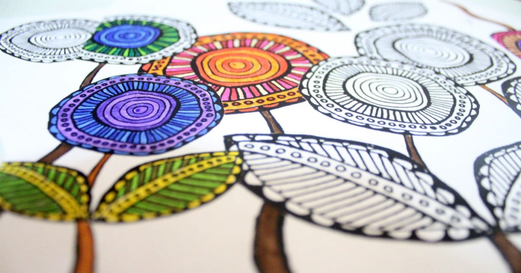 free printable complex coloring pages  modern floral