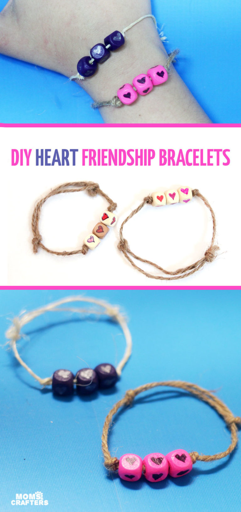 Heart Friendship Bracelets Tutorial * Moms And Crafters