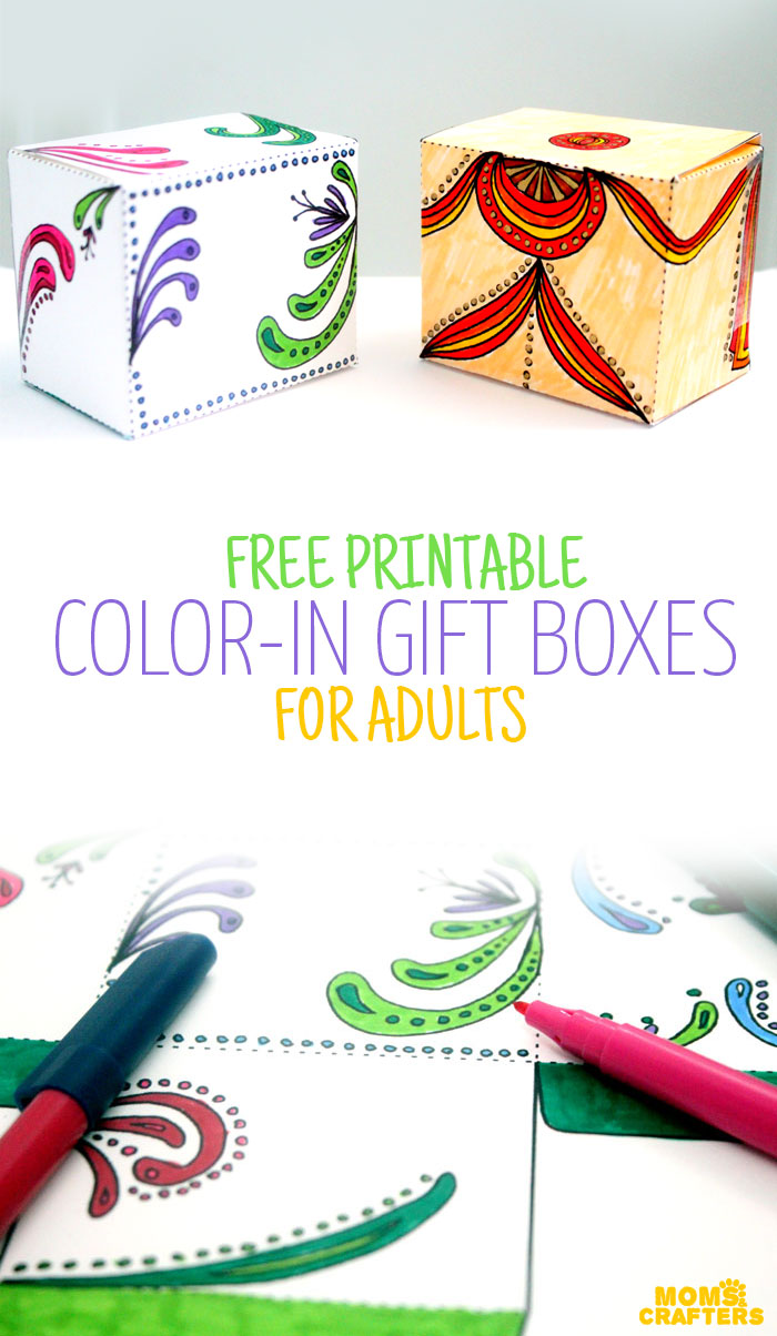 Free Printable Color in Gift Boxes for kids * Moms and Crafters