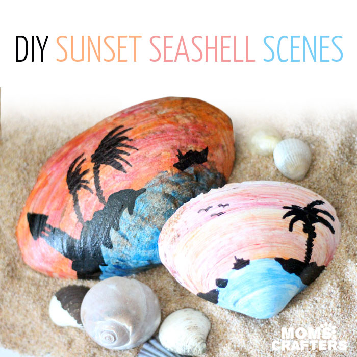 Painted Seashell Craft - sunset scenes * Moms and Crafters