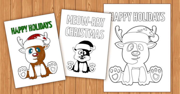 Free Printable Color-in Holiday Cards for Kids * Moms and Crafters