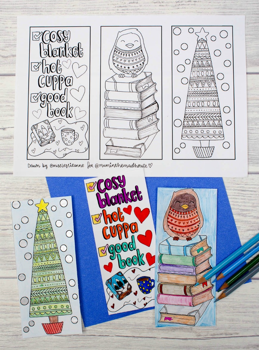 Free Printable Winter and Christmas Coloring Bookmarks: 3 Designs