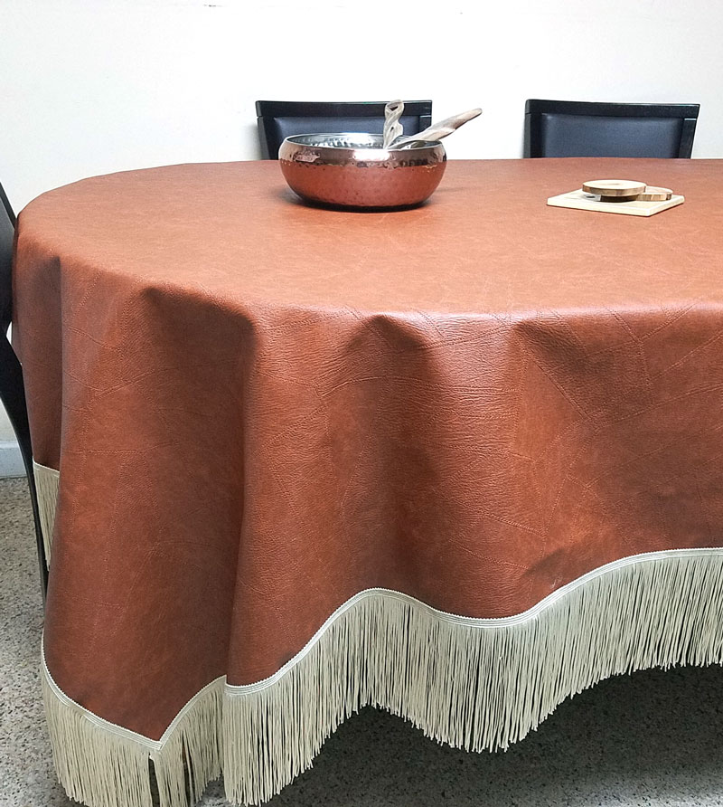 DIY Leatherette Tablecloth - No Sew 