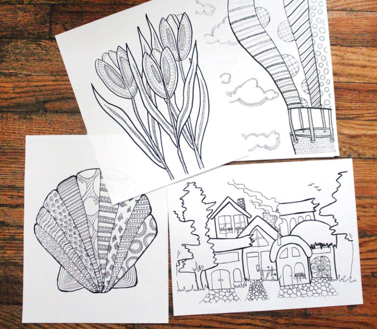 Postcards Coloring Book for Adults * Moms and Crafters