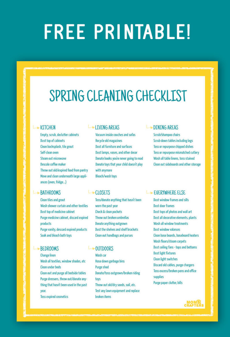 Spring Cleaning Checklist (free printable) * Moms and Crafters