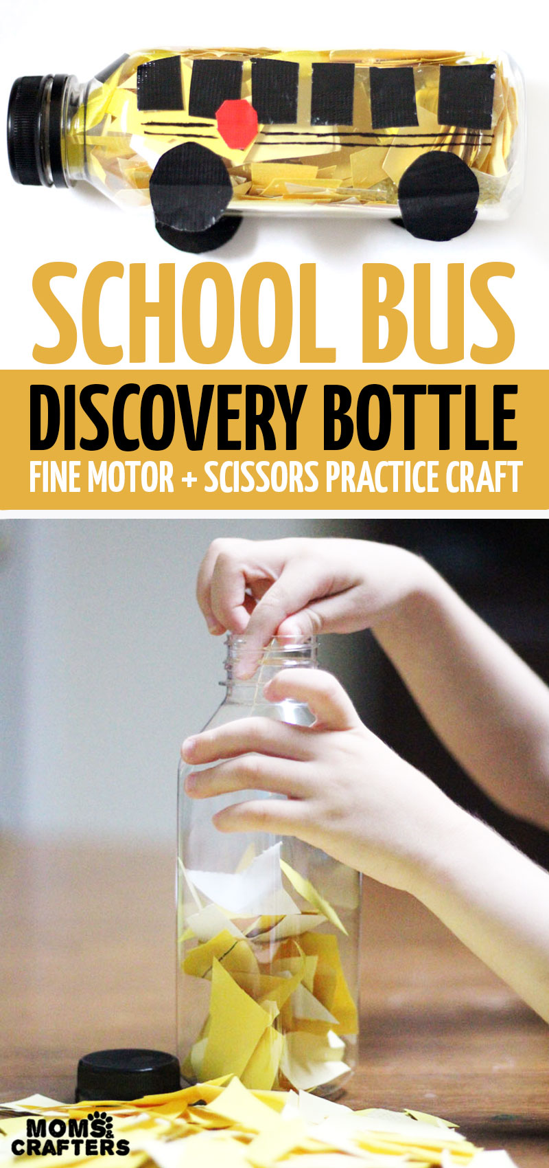 School Bus with Kids Water Bottle