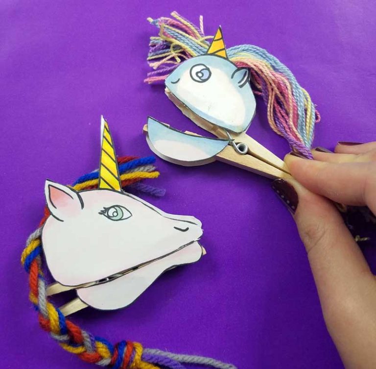 Clothespin Puppets Unicorns Free Template Moms And Crafters