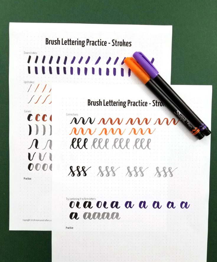 Free Printable Brush Lettering Practice Sheets Strokes Moms And Crafters