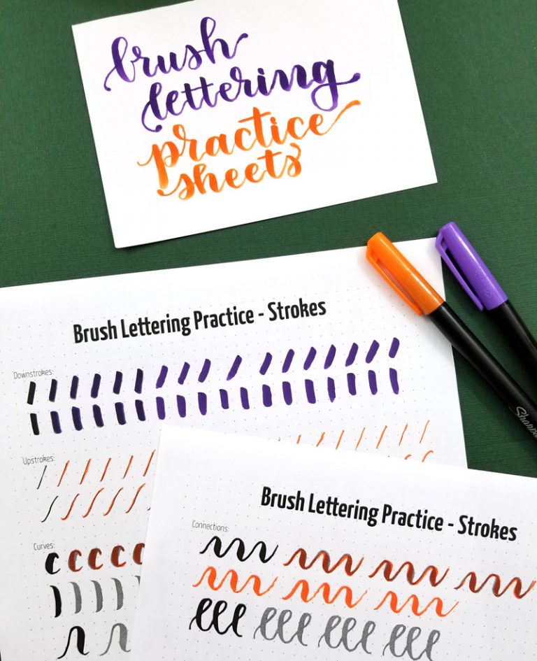 Free Printable Brush Lettering Practice Sheets - Strokes * Moms and ...