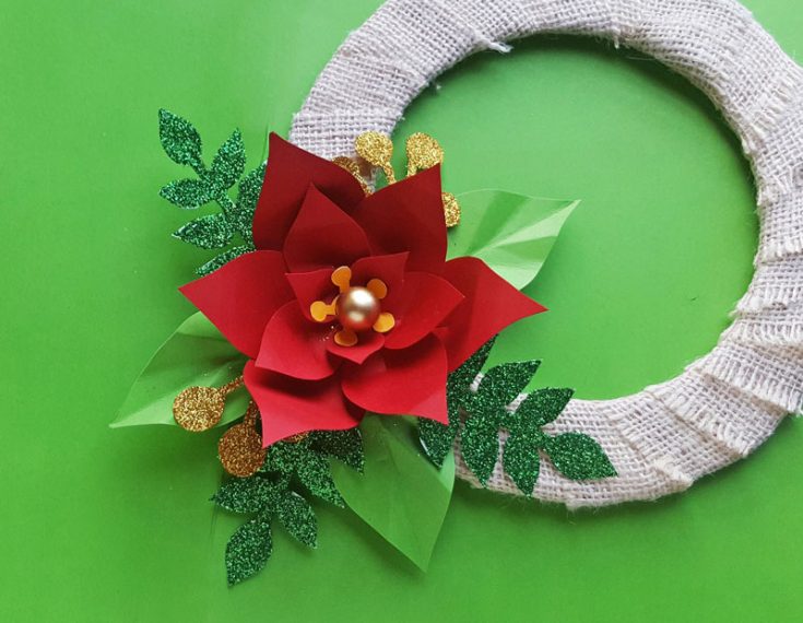 Paper Poinsettia Template + turn it into a DIY Christmas Wreath!