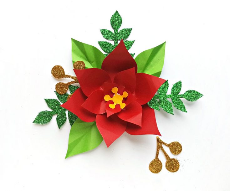 Paper Poinsettia Template + turn it into a DIY Christmas Wreath!