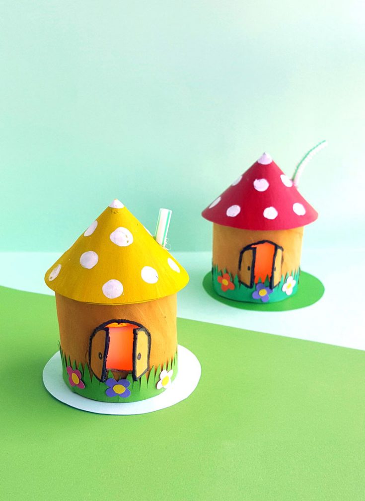 Toadstool House Lantern - Easy Paper Craft for Kids * Moms and Crafters