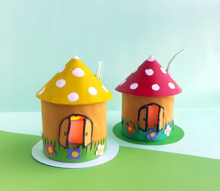 Toadstool House Lantern - Easy Paper Craft For Kids * Moms And Crafters