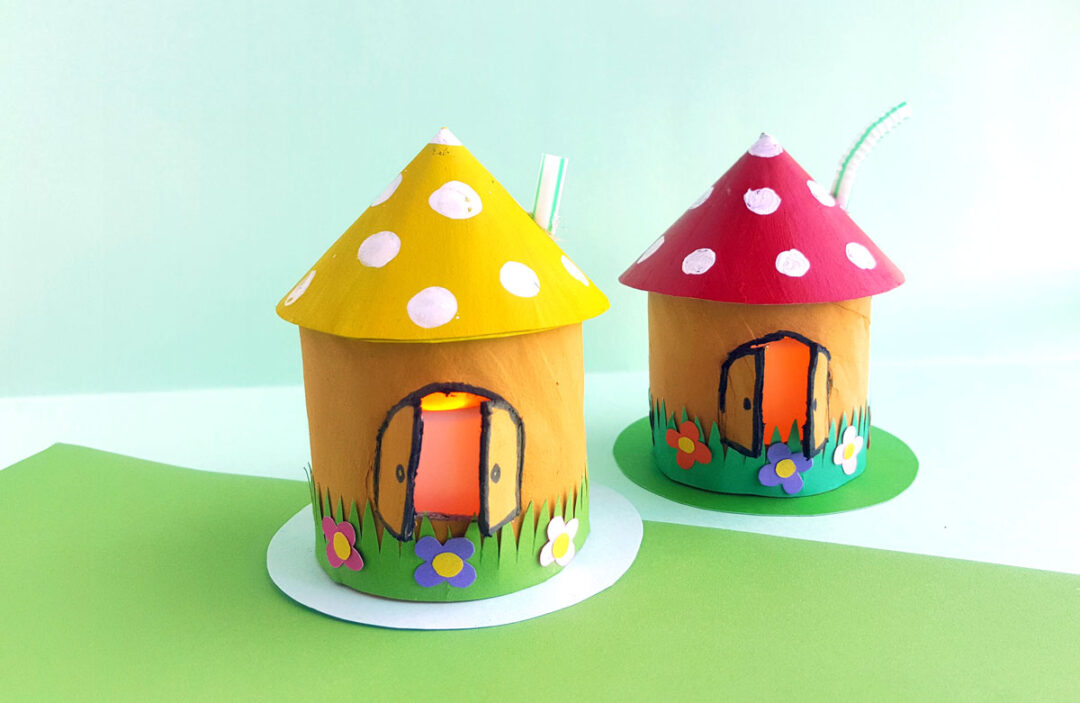 Toadstool House Lantern - Easy Paper Craft for Kids * Moms and Crafters