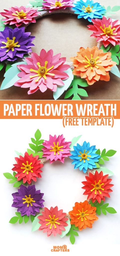 Paper Flower Wreath Tutorial - Free Printable Templates