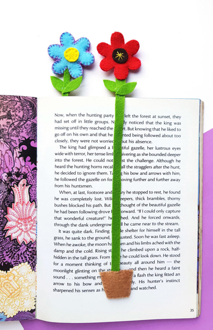 Flower Bookmarks Craft - Make a Felt Flower Pot Bookmark!