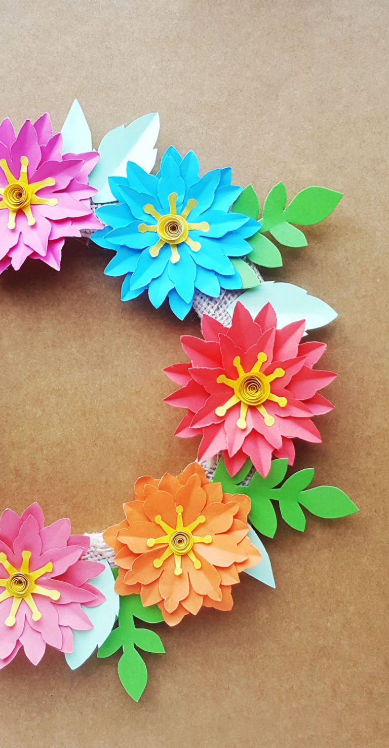 Paper Flower Wreath Tutorial Free Printable Templates
