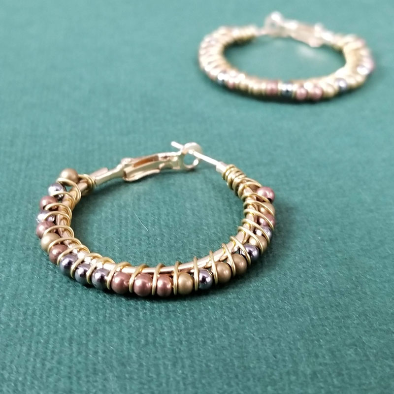 Jewelry Making Techniques - How to Wire Wrap Herkimer Beaded Gold Filled Hoop  Earrings - Stones & Findings