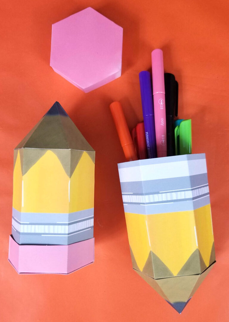 Pencil Box Template Back to School Favor Box from Paper
