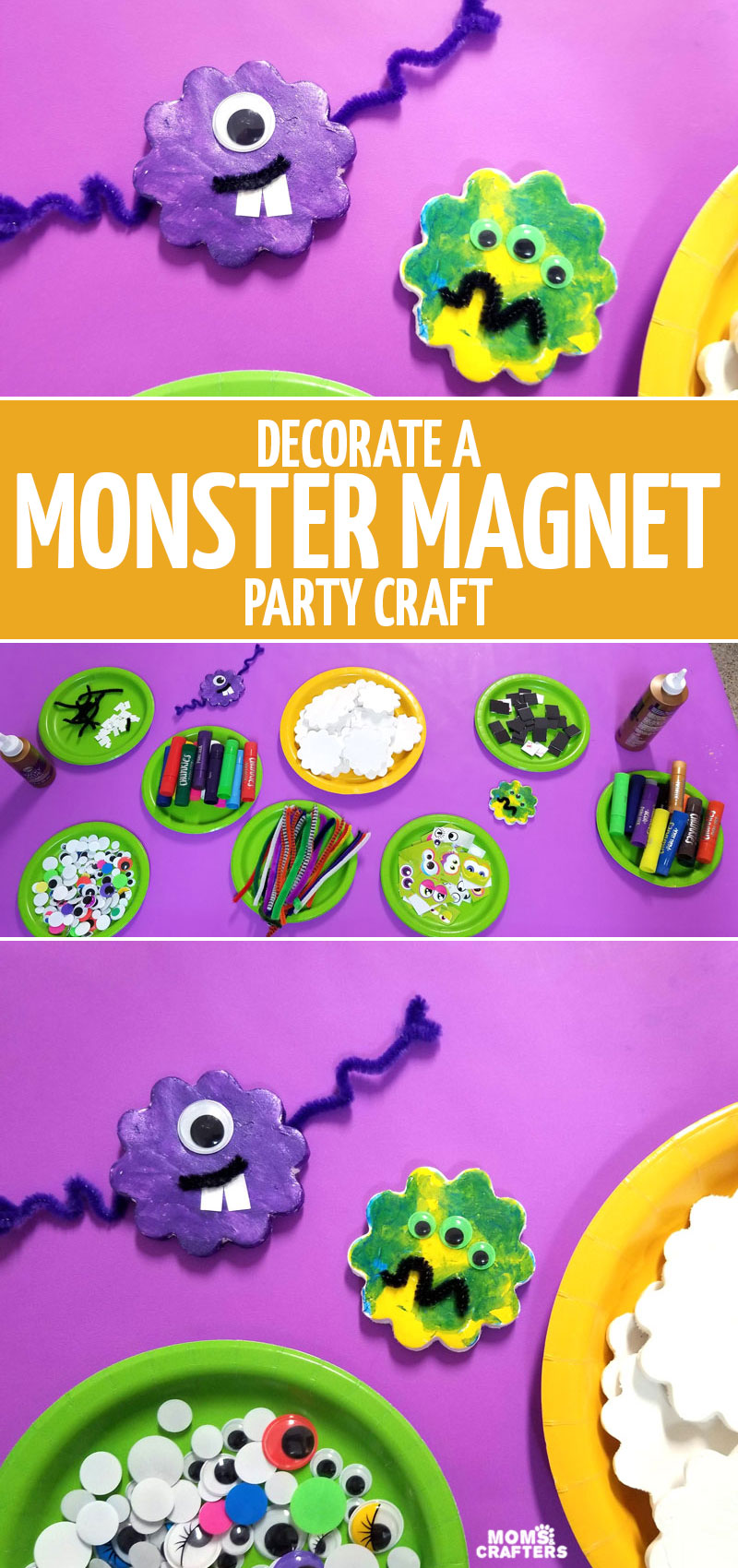 Monster Craft Invitation - Decorate Magnets! * Moms and Crafters