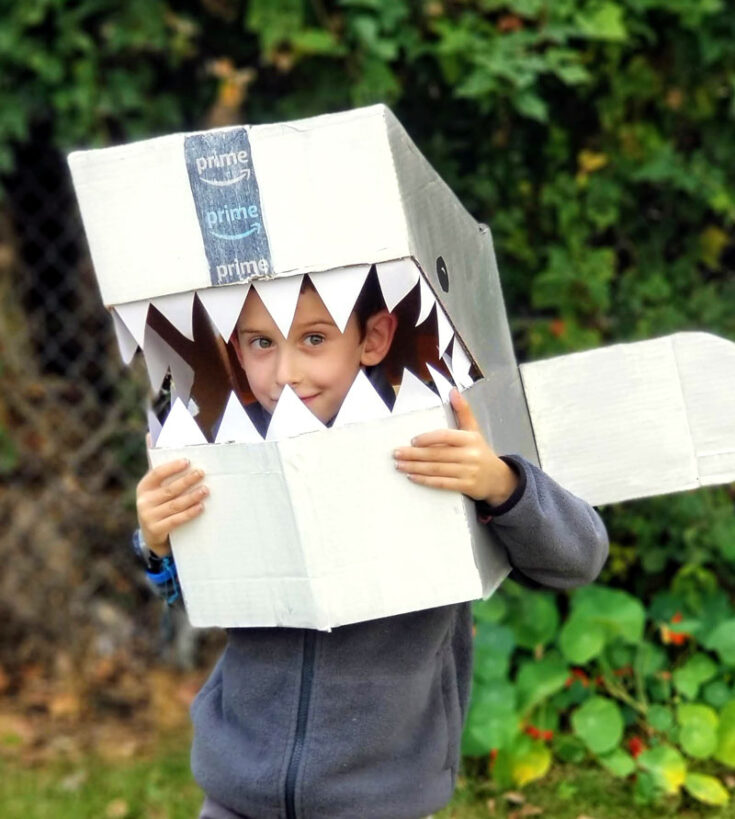 Diy Shark Costume - Upcycled Cardboard Box No-sew Costume