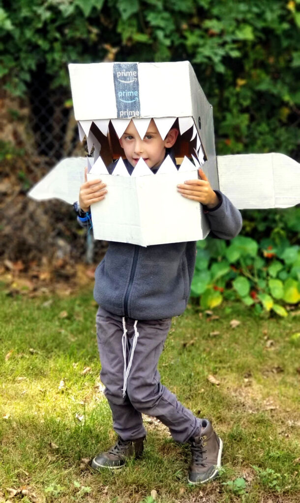 DIY Shark Costume - Upcycled Cardboard Box No-Sew Costume