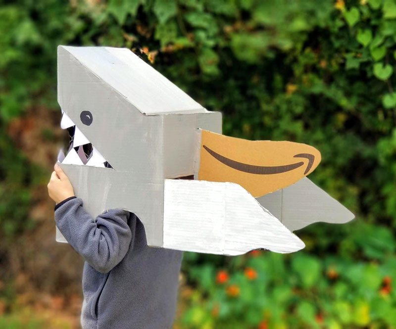 DIY Shark Costume - Upcycled Cardboard Box No-Sew Costume