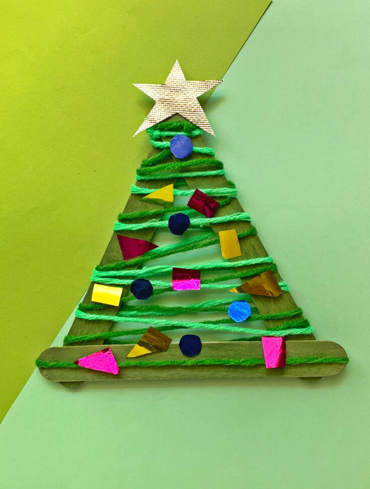 Craft Stick Christmas Tree Ornament * Moms and Crafters