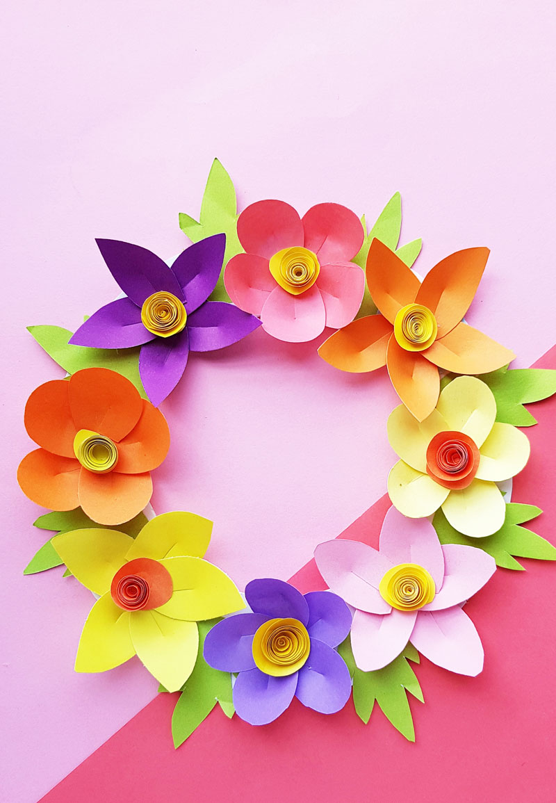 Paper Wreath Craft for Kids Made from Gorgeous Paper Flowers!