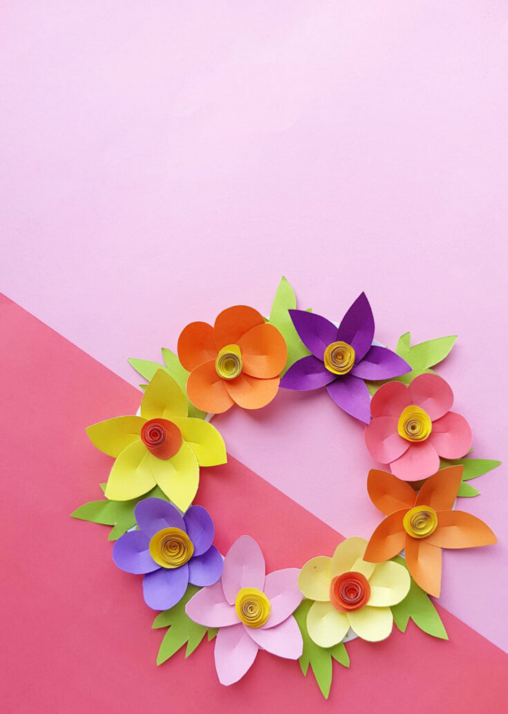 Paper Wreath Craft for Kids Made from Gorgeous Paper Flowers!