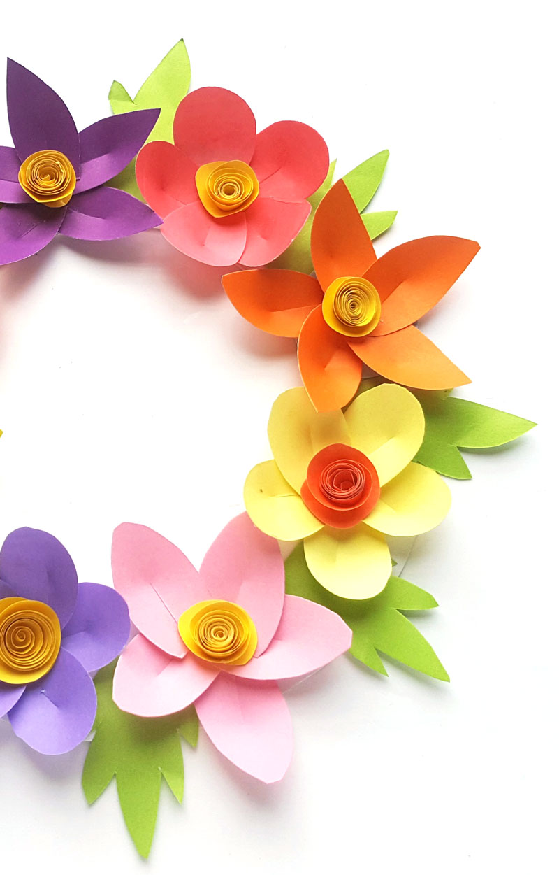 Paper Wreath Craft for Kids Made from Gorgeous Paper Flowers!