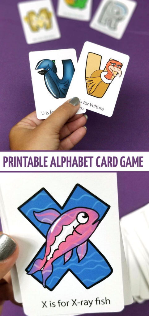 alphabet card game printable alphabet animals moms and crafters
