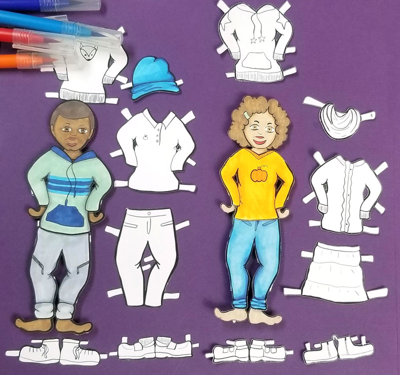 Fall Paper Dolls - Printable Coloring Craft * Moms and Crafters