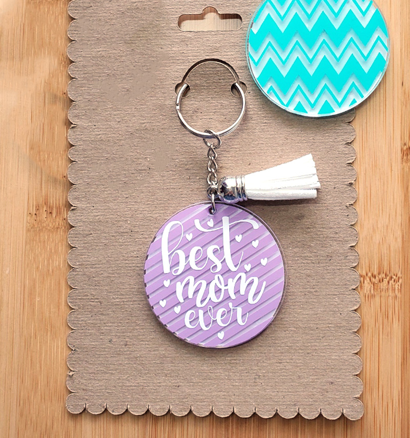 for her . personalized pink monogram keychain