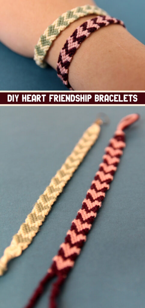 Heart Pattern Friendship Bracelets | Embroidery book, Embroidery floss  bracelets, Paper heart