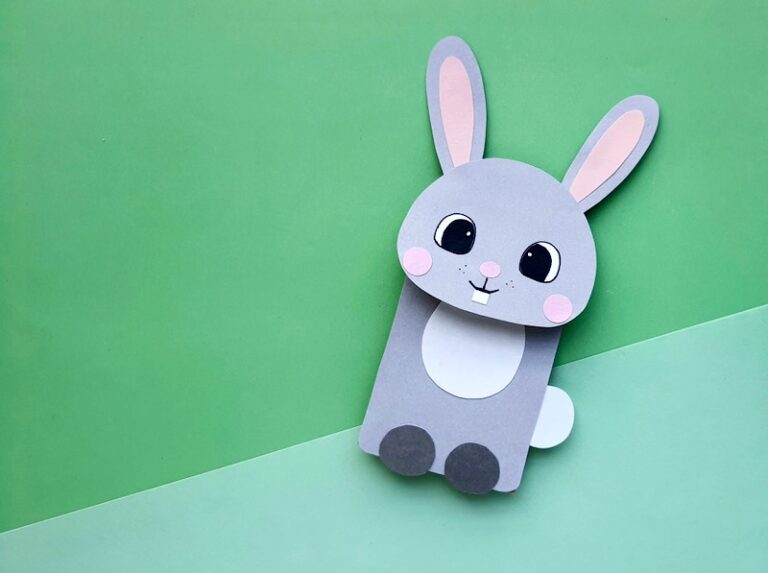 Paper Bag Bunny Puppet Free Template * Moms and Crafters