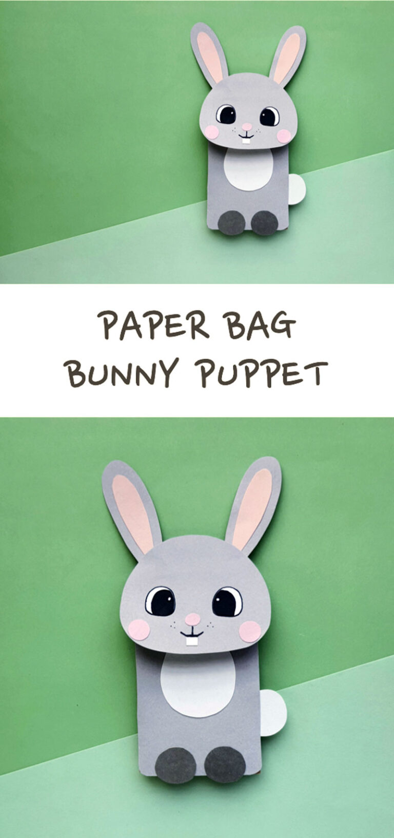 Paper Bag Bunny Puppet Free Template * Moms and Crafters