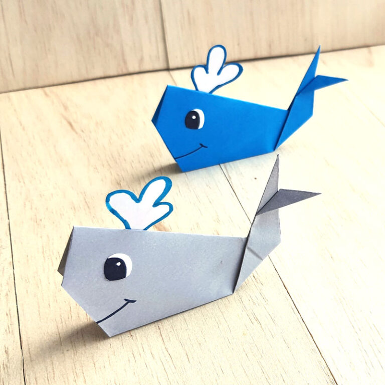 Origami Whale Easy Instructions for Beginners * Moms and Crafters