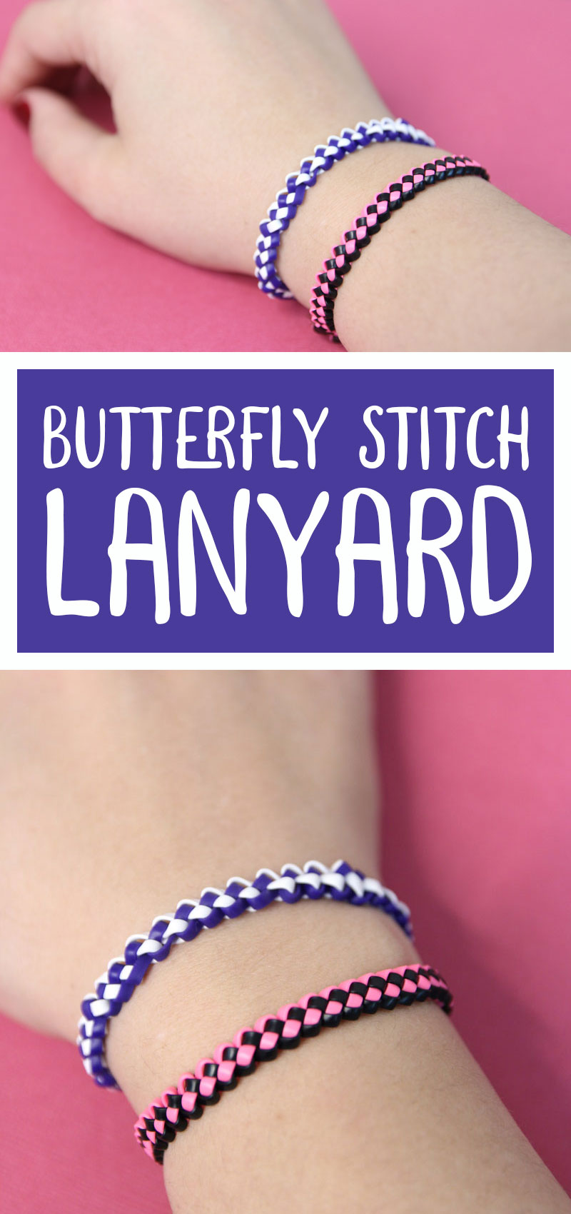 Butterfly Stitch Lanyard - Gimp Bracelet * Moms and Crafters