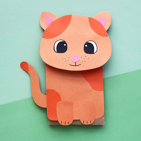 Cat Paper Bag Puppet with a free template!