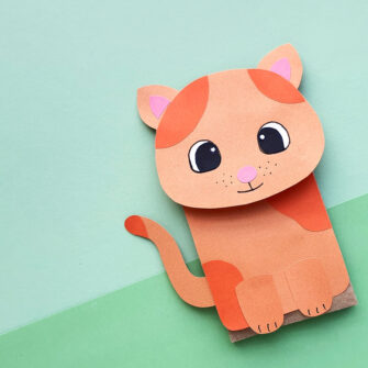 Cat Paper Bag Puppet with a free template!