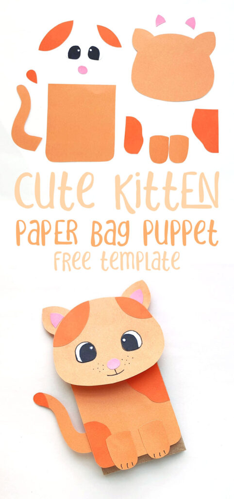 Cat Paper Bag Puppet With A Free Template 