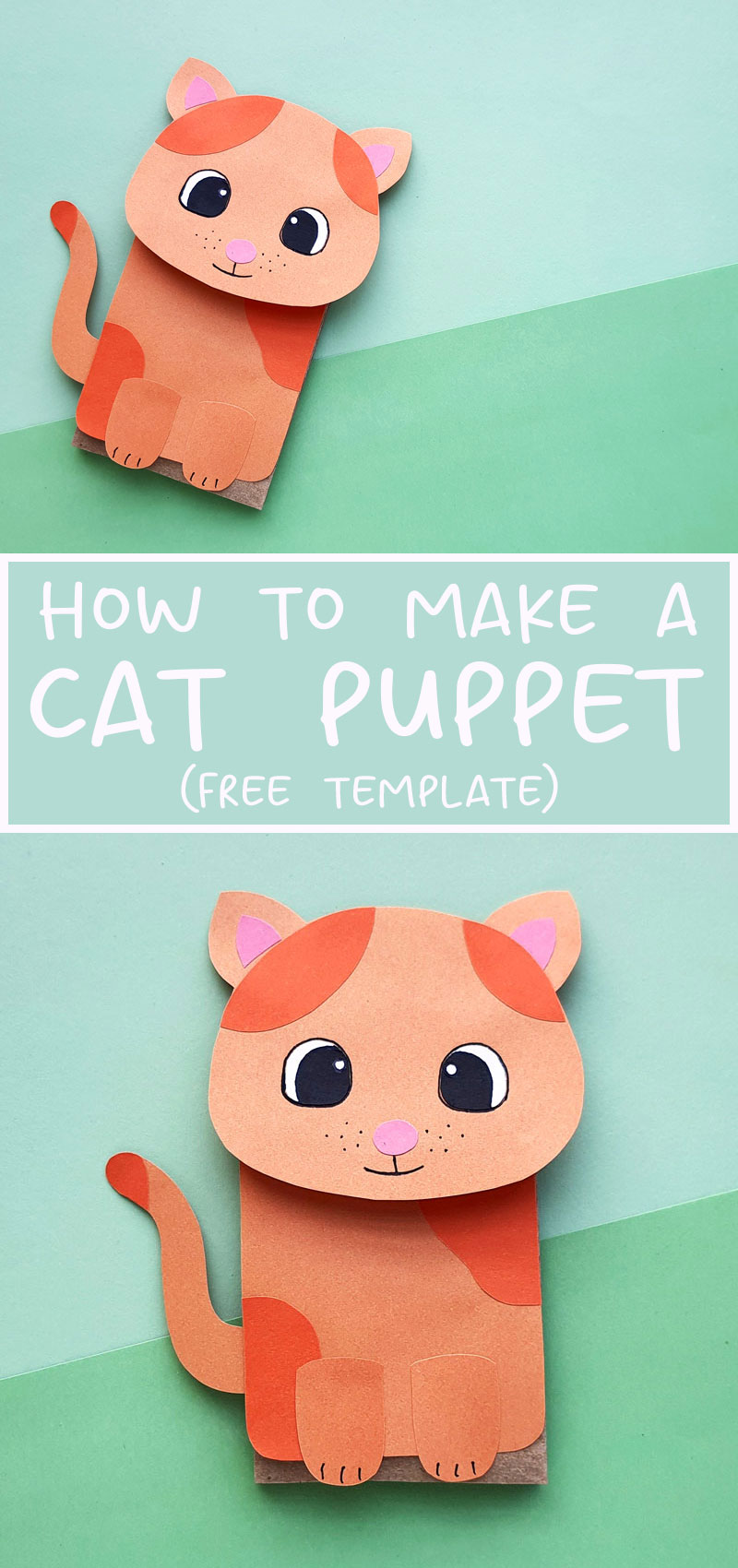 Cat Paper Bag Puppet With A Free Template 