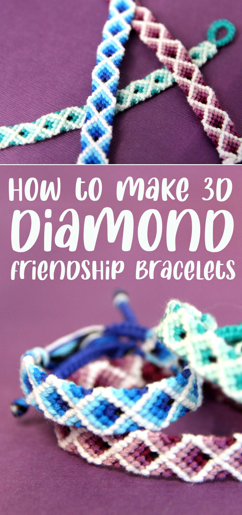 Simple Diamond Friendship Bracelet Tutorial [CC] - YouTube